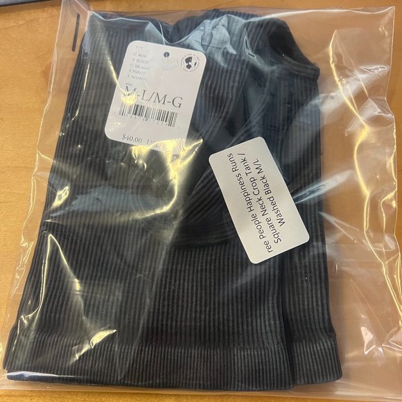 NWT! Free People Happiness Runs Square Neck Crop Tank / Washed Black M/L - Picture 6 of 6